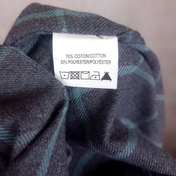 Rue Saint-Patrick Plaid Flannel Long Sleeve Button Down Shirt Gray Blue Size XXL - Picture 5 of 6